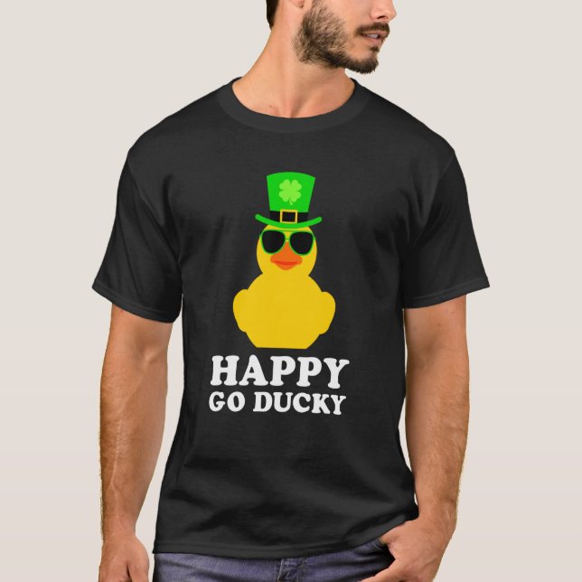 Cute St Patrick's Day Rubber Duck Sunglasses Hat P T-Shirt (Vorderseite)