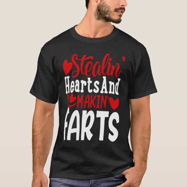 Cute Stealing Hearts Valentine Valentines Day Roma T-Shirt (Vorderseite)