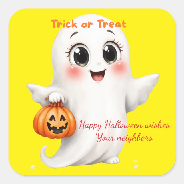 Cute sticker happy Halloween with adjustable text  (Vorderseite)