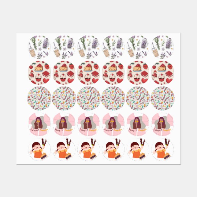 Cute stickers girls  etiketten (Blatt)