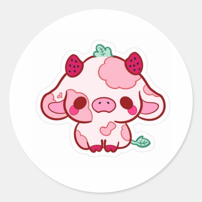 cute stiker cow  runder aufkleber (Vorderseite)