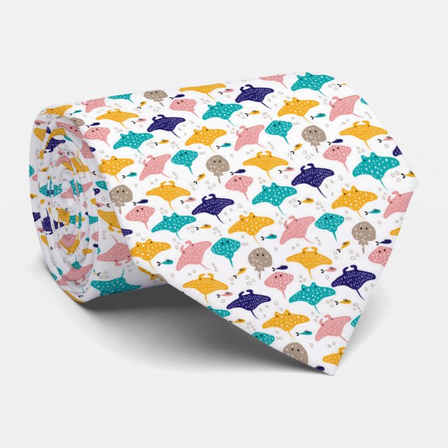 Cute sting ray and manta ray fish pattern krawatte (Gerollt)