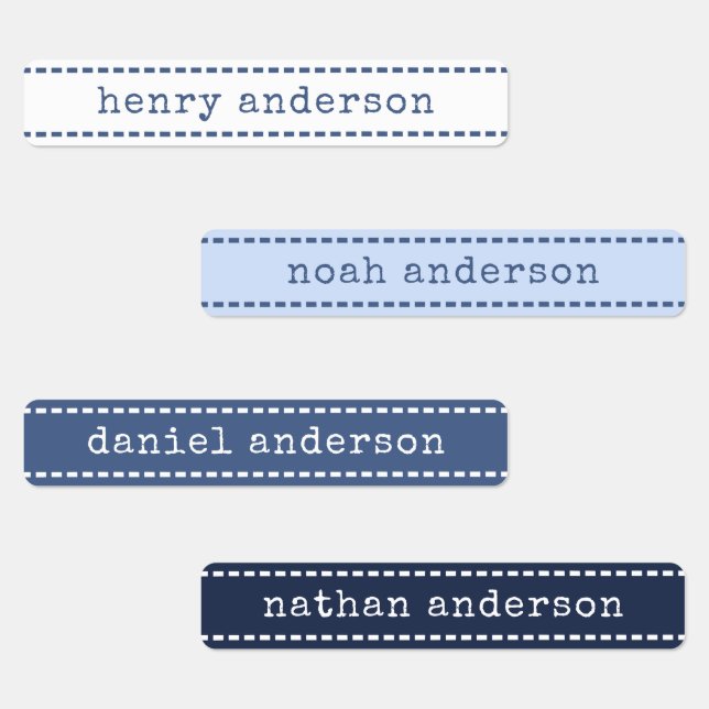 Cute Stitches Blueberry Waterproof Boys Name Label Etiketten (Gruppe)