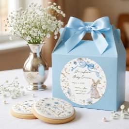 Cute Storybook Bunny Wildflower Wreath Baby Shower Runder Aufkleber