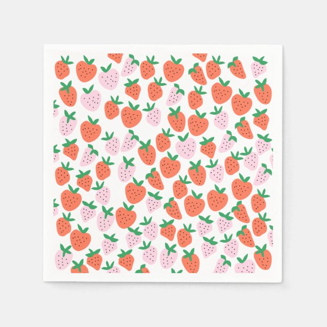 Cute Strawberries Paper Napkins Serviette (Vorderseite)