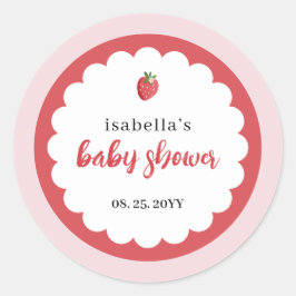 Cute Strawberry Baby Shower Favor Runder Aufkleber