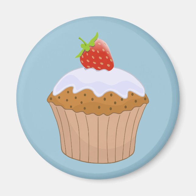 Cute Strawberry Bun Blue Magnet (Vorne)