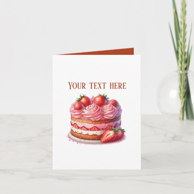 Cute strawberry cake Bakery vendors customizable Karte (Vorderseite)