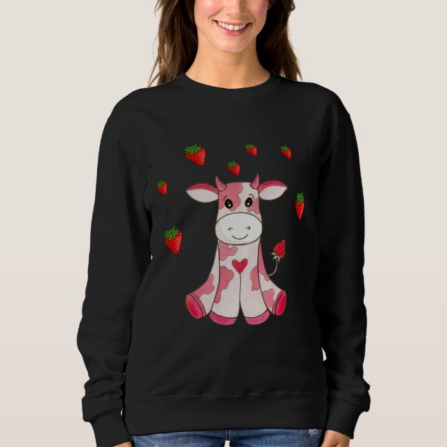 Cute Strawberry Cow Fruit Sweatshirt (Vorderseite)