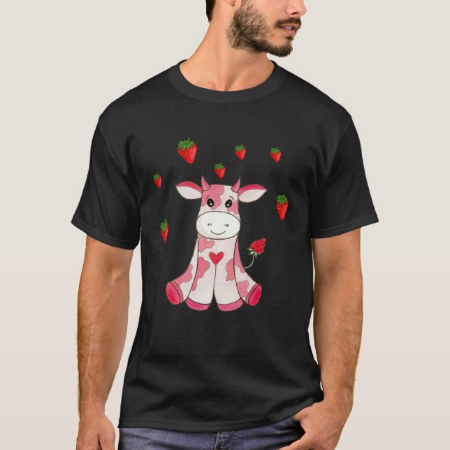 Cute Strawberry Cow Fruit T-Shirt (Vorderseite)