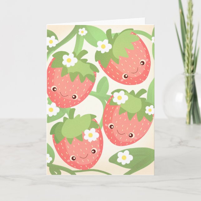Cute Strawberry Garden  Karte (Vorderseite)