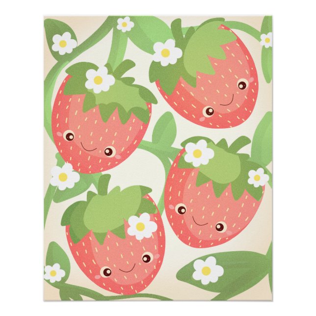 Cute Strawberry Garden  Poster (Vorderseite)