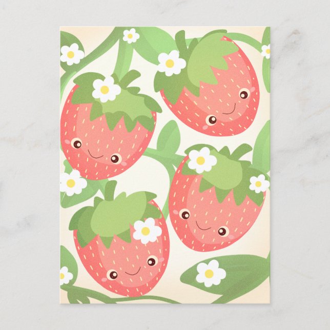Cute Strawberry Garden  Postkarte (Vorderseite)