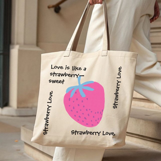 Cute Strawberry Love – Valentine’s Day Tote Bag Tragetasche (Von Creator hochgeladen)