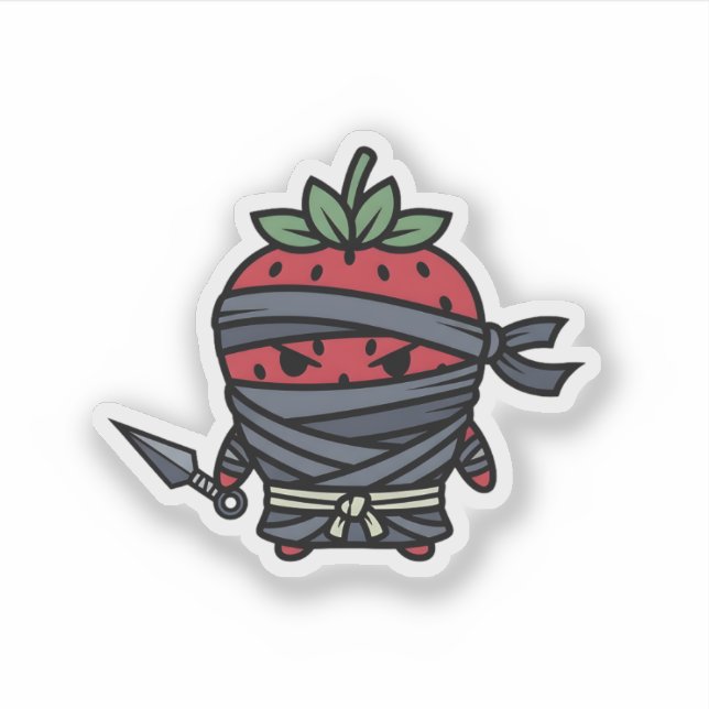 Cute Strawberry Ninja Assassin Japanese Pop Art Aufkleber (Vorderseite)