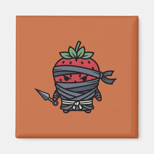 Cute Strawberry Ninja Assassin Japanese Pop Art Magnet (Vorne)