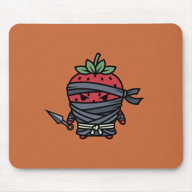 Cute Strawberry Ninja Assassin Japanese Pop Art Mousepad (Vorne)
