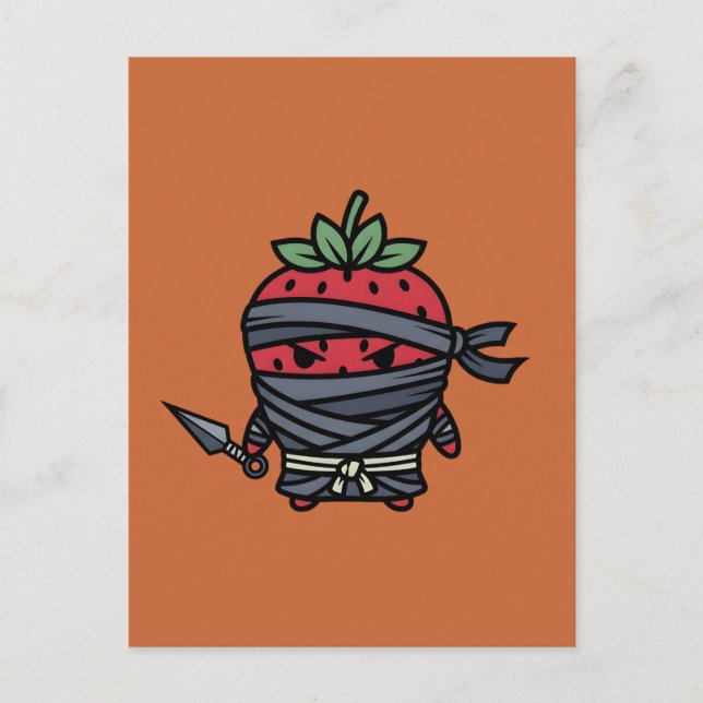 Cute Strawberry Ninja Assassin Japanese Pop Art Postkarte (Vorderseite)