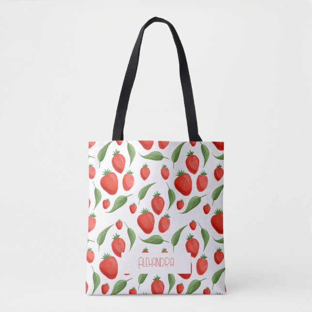 Cute Strawberry Pattern Eco Tote Bag (Vorderseite)