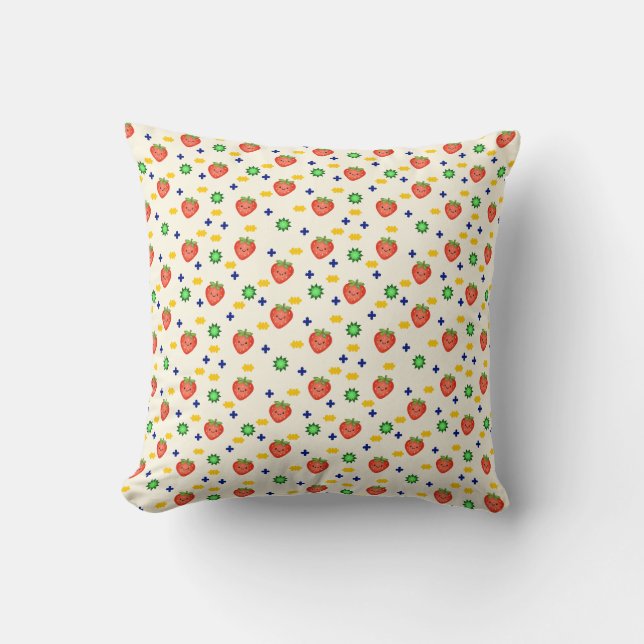 Cute Strawberry Pattern Kissen (Vorderseite)