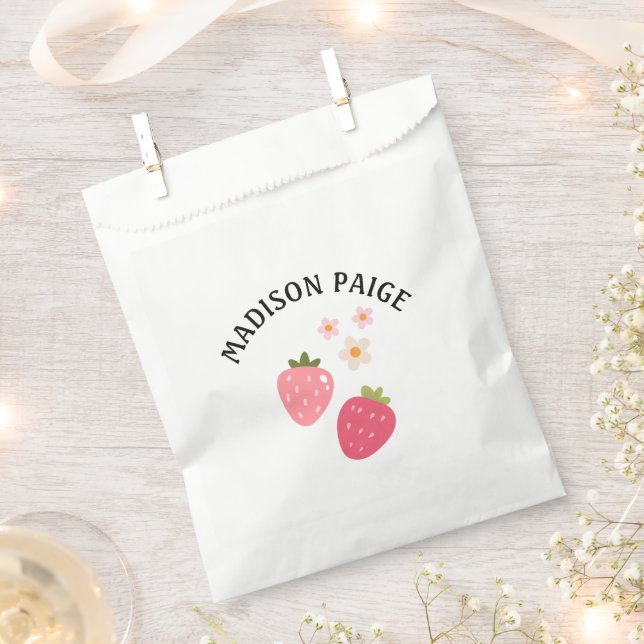 Cute Strawberry Pink Girls Birthday Favor Bags Geschenktütchen (Ausgeschnitten)