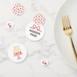 Cute Strawberry Pink Girls Birthday Table Confetti Konfetti