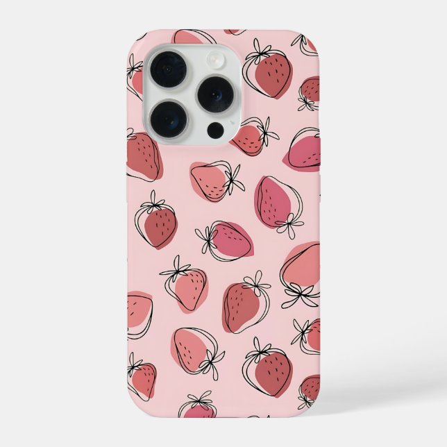 Cute Strawberry Pink Pattern Phone Case iPhone Hülle (Rückseite)