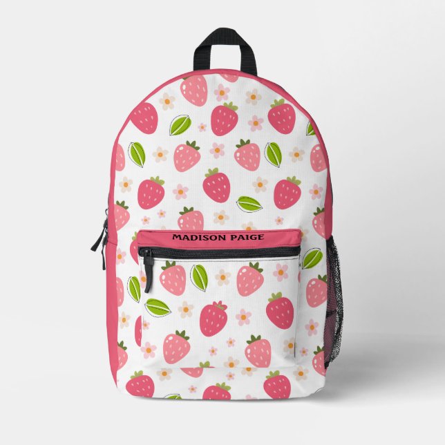 Cute Strawberry Pink Travel  Bedruckter Rucksack (Vorderseite)