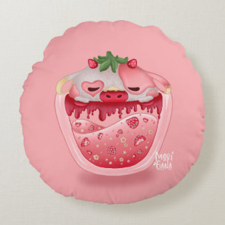 Cute Strawberry Throw Pillow – Kawaii Design Rundes Kissen