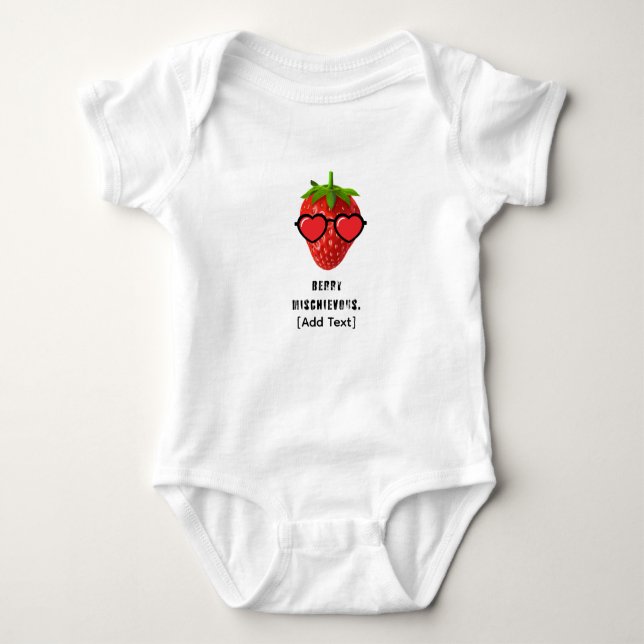Cute Strawberry with Heart Sunglasses  Baby Strampler (Vorderseite)
