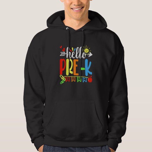 Cute Student Teacher Hello Pre K First Day Of Scho Hoodie (Vorderseite)