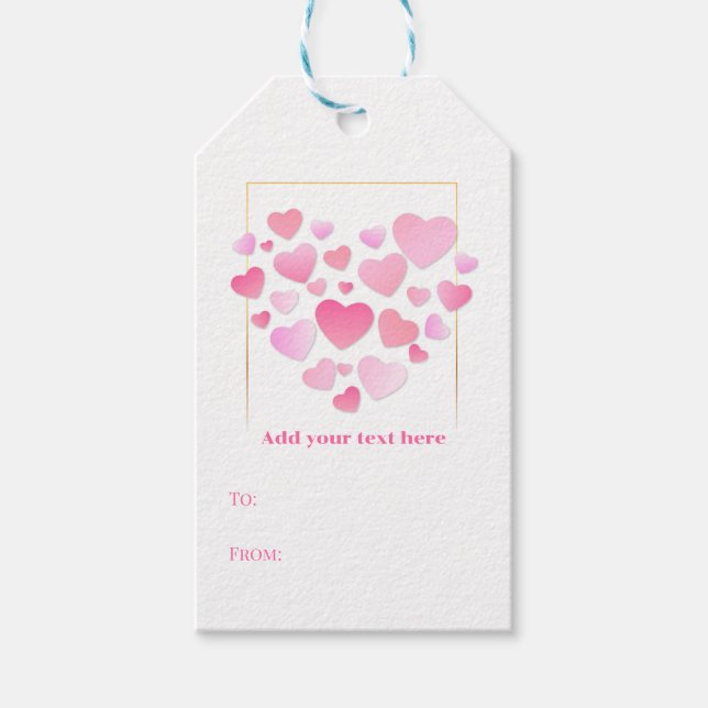 Cute Style Pink Hearts Romantic Valentine's Day Geschenkanhänger (Vorderseite)