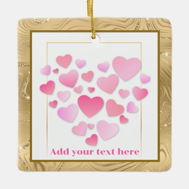 Cute Style Pink Hearts Romantic Valentine's Day Keramikornament (Vorderseite)