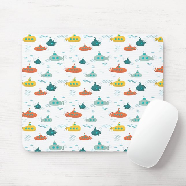 Cute Submarine Nautical Deep Sea Fish Kids Mousepad (Mit Mouse)