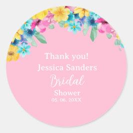 Cute Summer floral Bridal Shower Runder Aufkleber