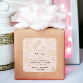 Cute summer ocean little pearl baby shower thank quadratischer aufkleber