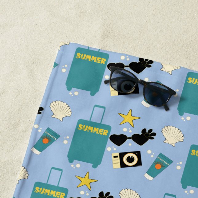 Cute Summer Vacation Elements Beach Towel Strandtuch (Beispiel)