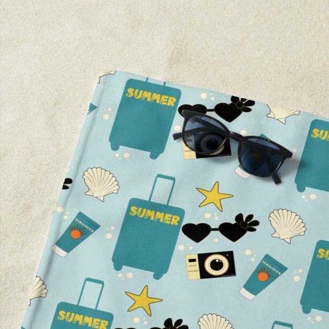 Cute Summer Vacation Elements Beach Towel Strandtuch (Beispiel)