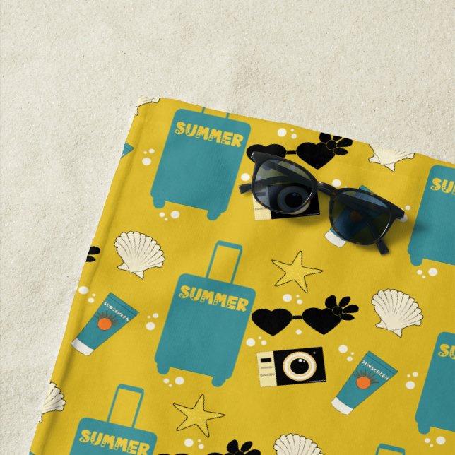 Cute Summer Vacation Elements Beach Towel Strandtuch (Beispiel)