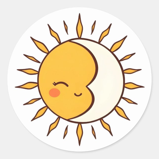 Cute Sun and Moon Celestial Kawaii Sticker (Vorderseite)