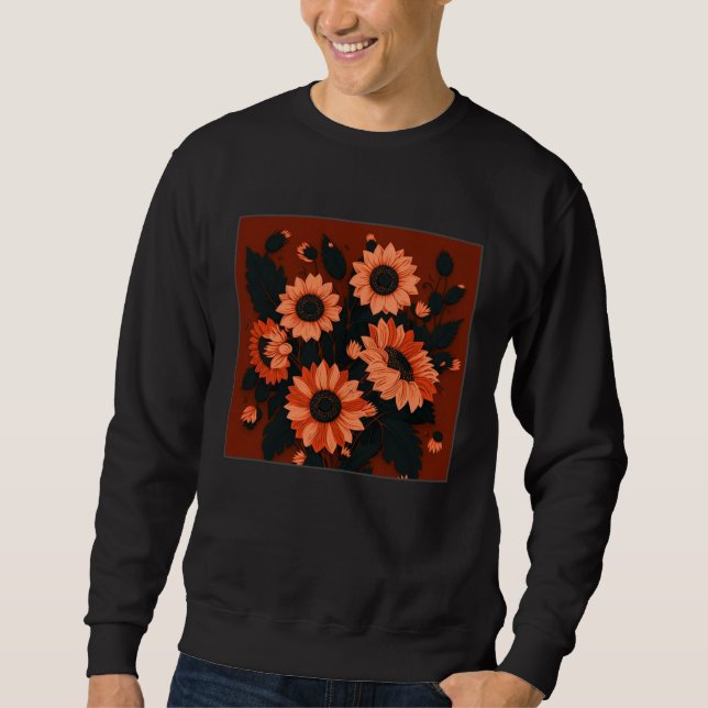 Cute Sun Flower Illustration Unique Leaf Plants Wo Sweatshirt (Vorderseite)