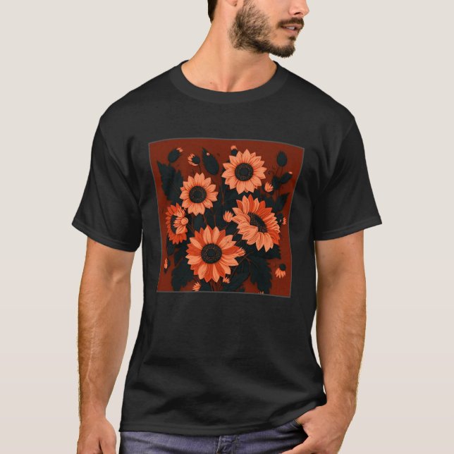 Cute Sun Flower Illustration Unique Leaf Plants Wo T-Shirt (Vorderseite)