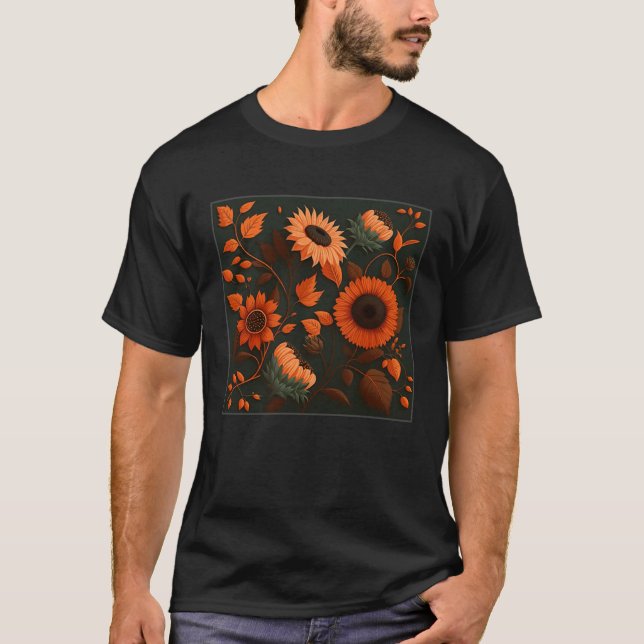 Cute Sun Flower Illustration Unique Leaf Plants Wo T-Shirt (Vorderseite)
