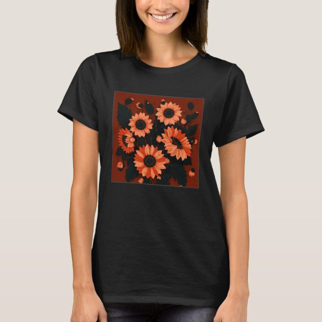 Cute Sun Flower Illustration Unique Leaf Plants Wo T-Shirt (Vorderseite)