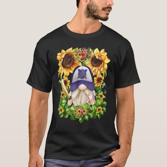 Cute Sunflower Baseball Gnome For Women And Baseba T-Shirt (Vorderseite)