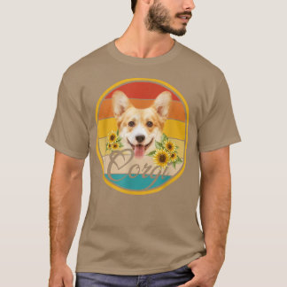 Cute Sunflower Corgi Dog Dad Mom Fathers Day Lover T-Shirt
