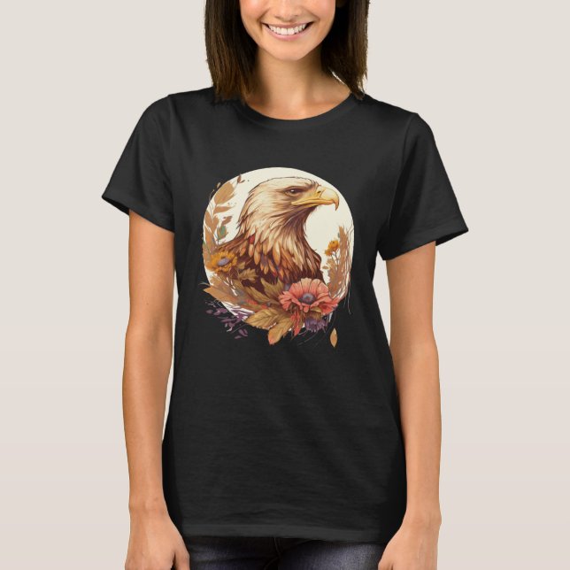 Cute Sunflower Eagle Floral Birding Ornithology T-Shirt (Vorderseite)
