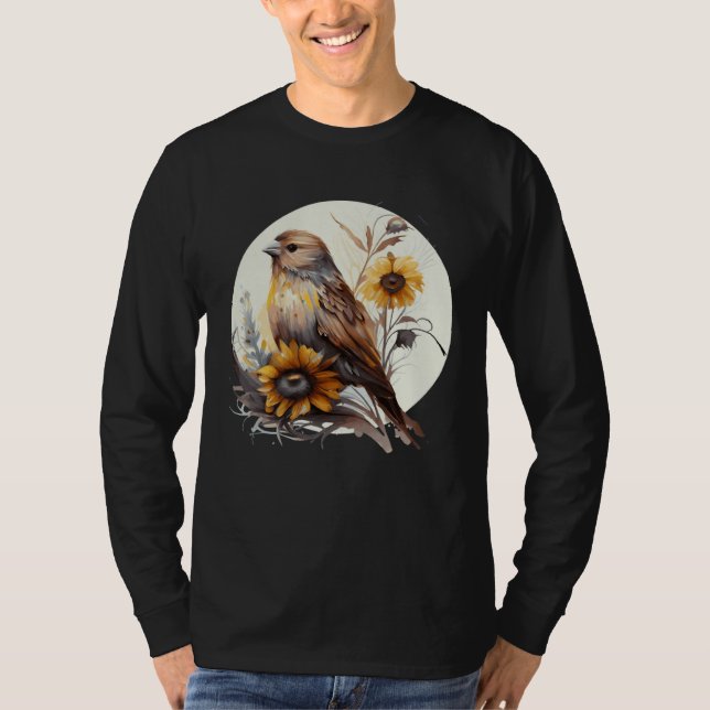 Cute Sunflower Finch Ornithologist Birding Bird Wa T-Shirt (Vorderseite)