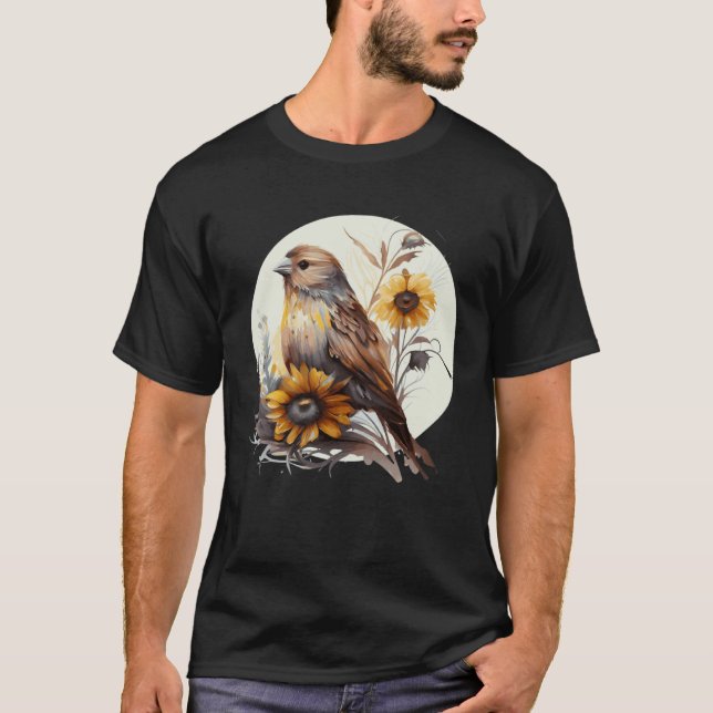 Cute Sunflower Finch Ornithologist Birding Bird Wa T-Shirt (Vorderseite)