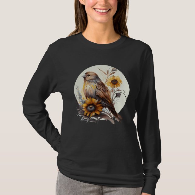 Cute Sunflower Finch Ornithologist Birding Bird Wa T-Shirt (Vorderseite)
